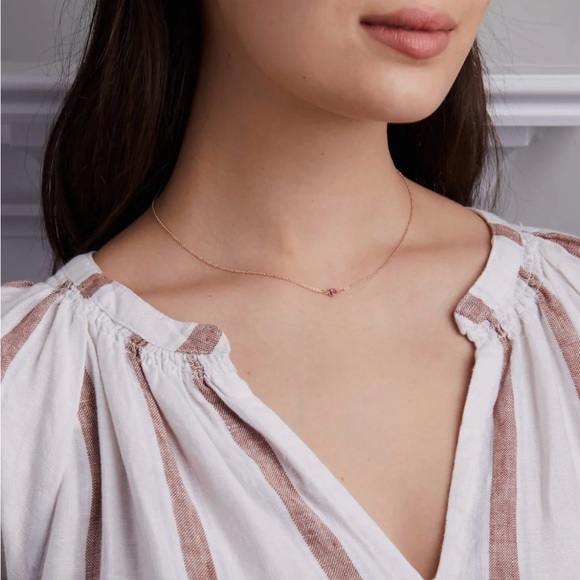 NEW HaverHill Petite 1 Birthstone Necklace in 14k Gold(Pink Sapphire October) - Picture 7 of 9